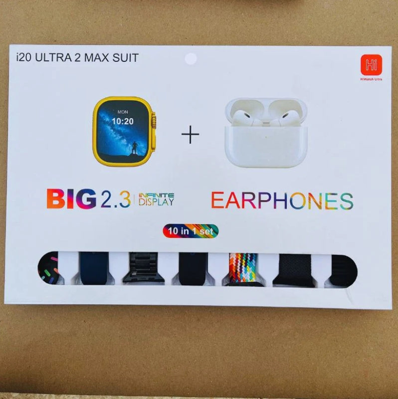 i20 Ultra2 Max 10-in-1 Smartwatch + Earbuds | Free Cash on Delivery