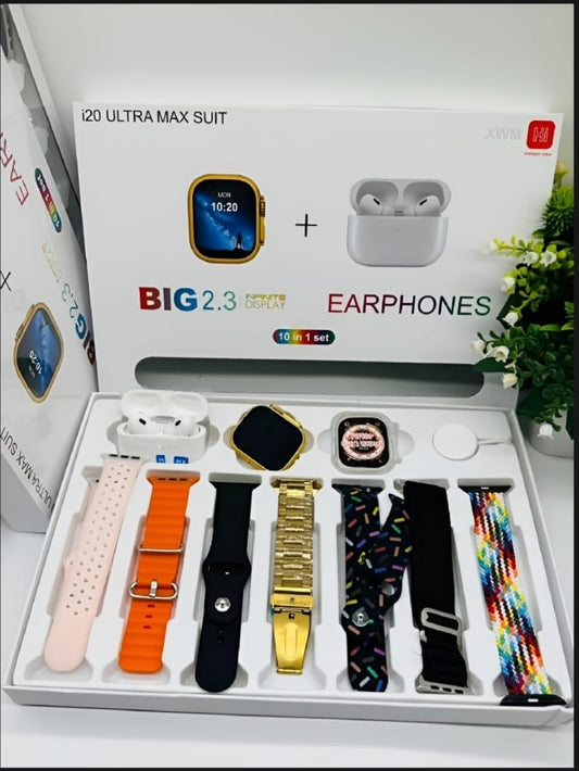 i20 Ultra2 Max 10-in-1 Smartwatch + Earbuds | Free Cash on Delivery